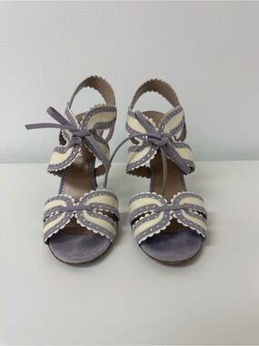 Emporio Armani Lavender and Cream Scalloped Lace-Up Heels Size 6.5